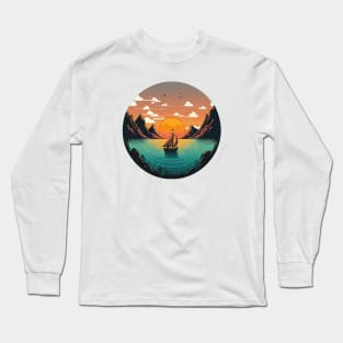 riding my boat to the sunset Long Sleeve T-Shirt